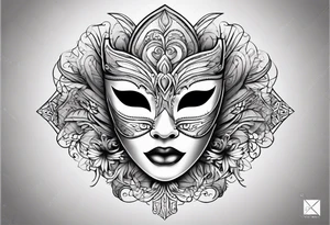 Carnival mask with text”2sides” tattoo idea
