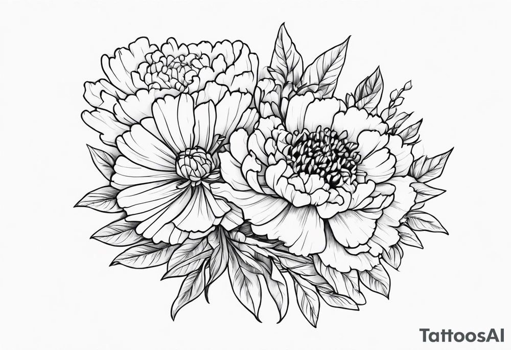 Bouquet with carnation
, chrysanthemum tattoo idea