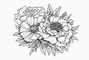 Bouquet with carnation
, chrysanthemum tattoo idea