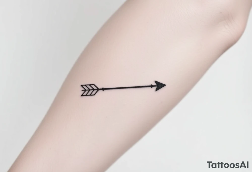3D arrow fine line tattoo idea