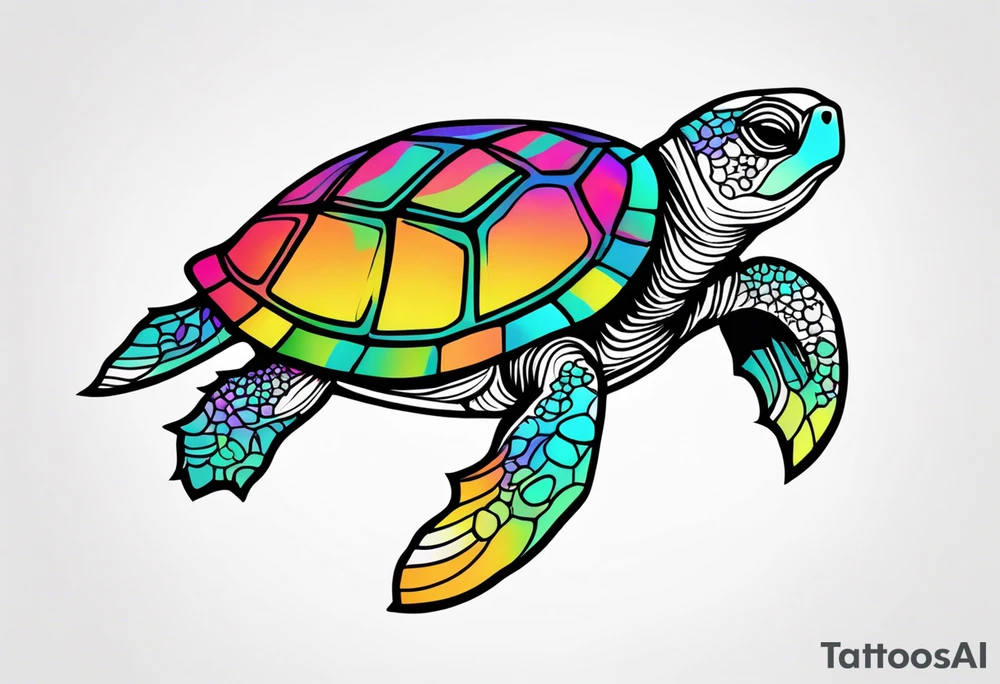 psychedelic turtle, from the top, cute, minimalist tattoo idea