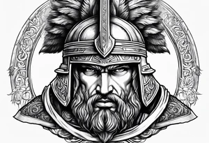 greek god ares wearing helmet tattoo idea