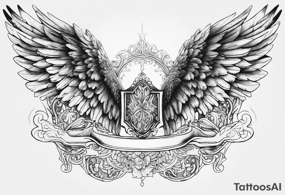 Angel Wings with the word Glenn in between tattoo idea
