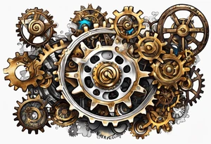 steam punk, Gears, Autism, puzzle pieces tattoo idea