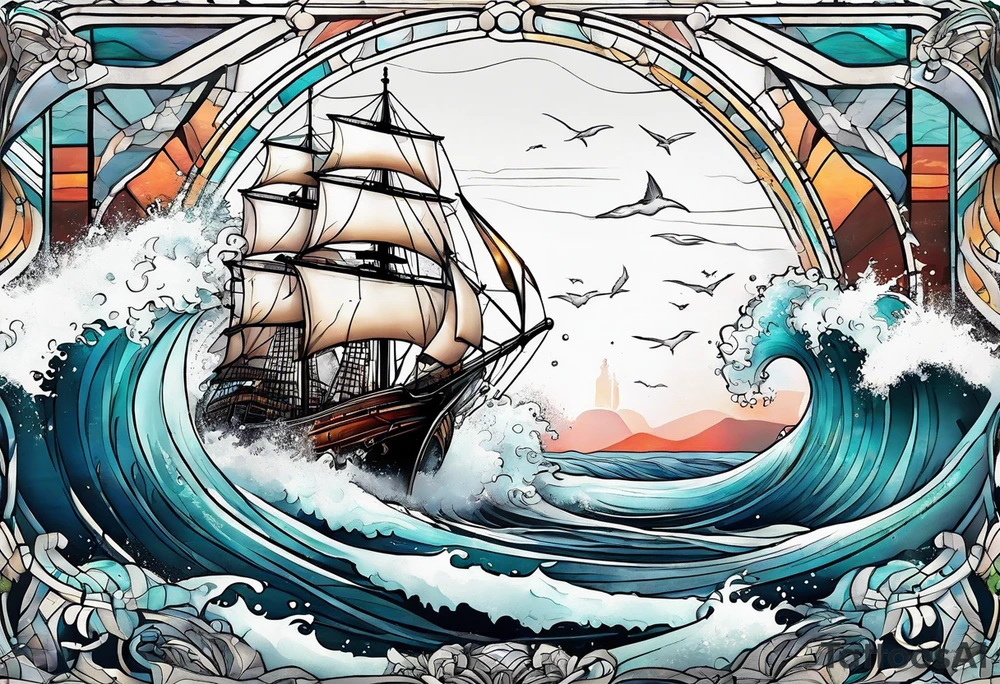 rough ocean tattoo idea