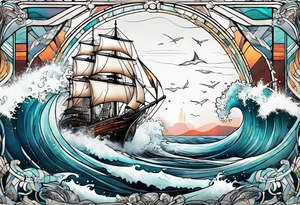 rough ocean tattoo idea