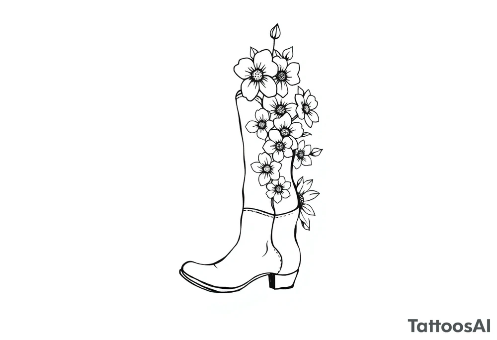 cow girl boot with flowers coming out of it tattoo idea