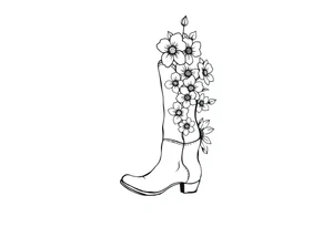 cow girl boot with flowers coming out of it tattoo idea