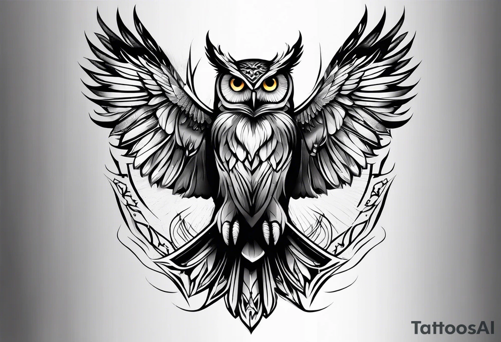 Owl soaring tattoo idea