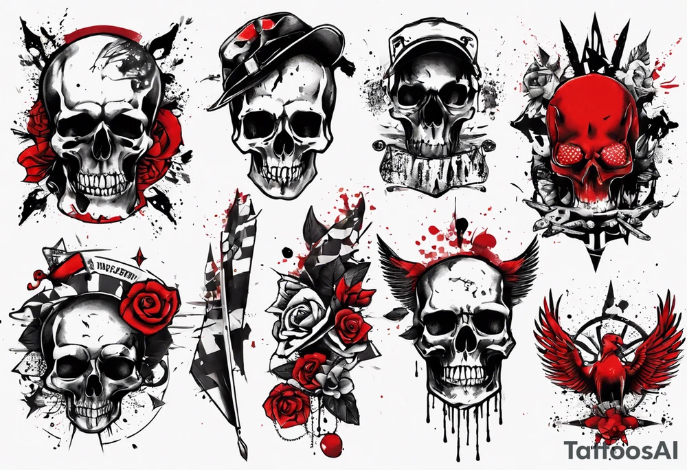 trash polka style tattoo idea