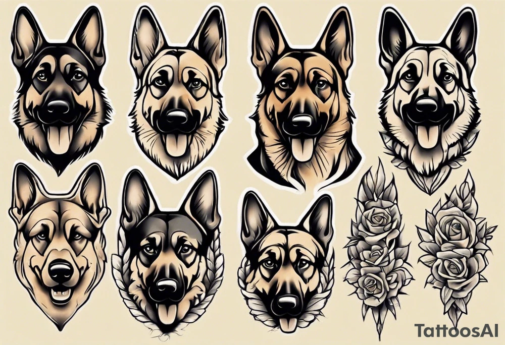 German shepherd portrait tattoo idea