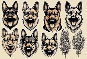 German shepherd portrait tattoo idea
