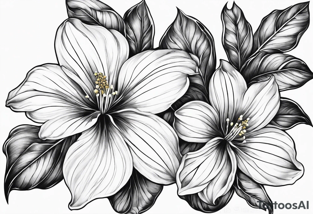 More leafs and stalk with little Platycodon grandiflorus flowers tattoo idea