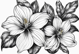 More leafs and stalk with little Platycodon grandiflorus flowers tattoo idea