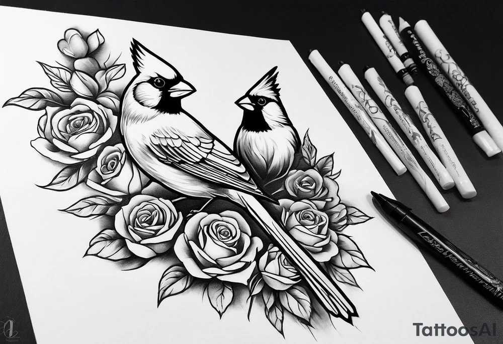 breast cancer memorial right forearm tattoo incorporating roses and a cardinal into the tattoo tattoo idea