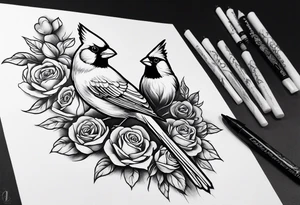 breast cancer memorial right forearm tattoo incorporating roses and a cardinal into the tattoo tattoo idea