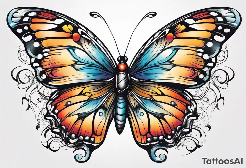 Beautiful butterfly in flight very colorful and delicate tattoo idea