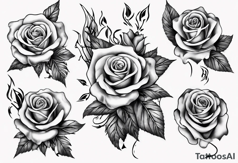 music stave hearth roses tattoo idea
