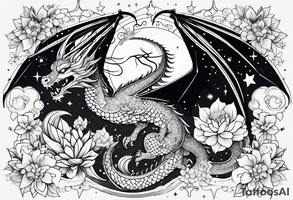 Constellation, wing , snow , cross , dragon female japan kawaii , flower tattoo idea