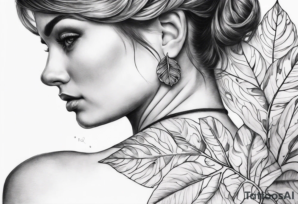 collar bone, leaf tattoo tattoo idea