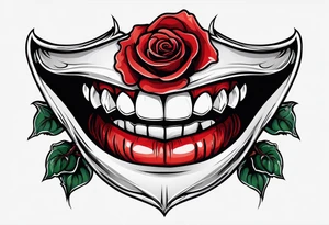 Sexy vampire mouth biting rose tattoo idea