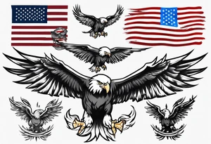 free bird eagle and American flag tattoo idea