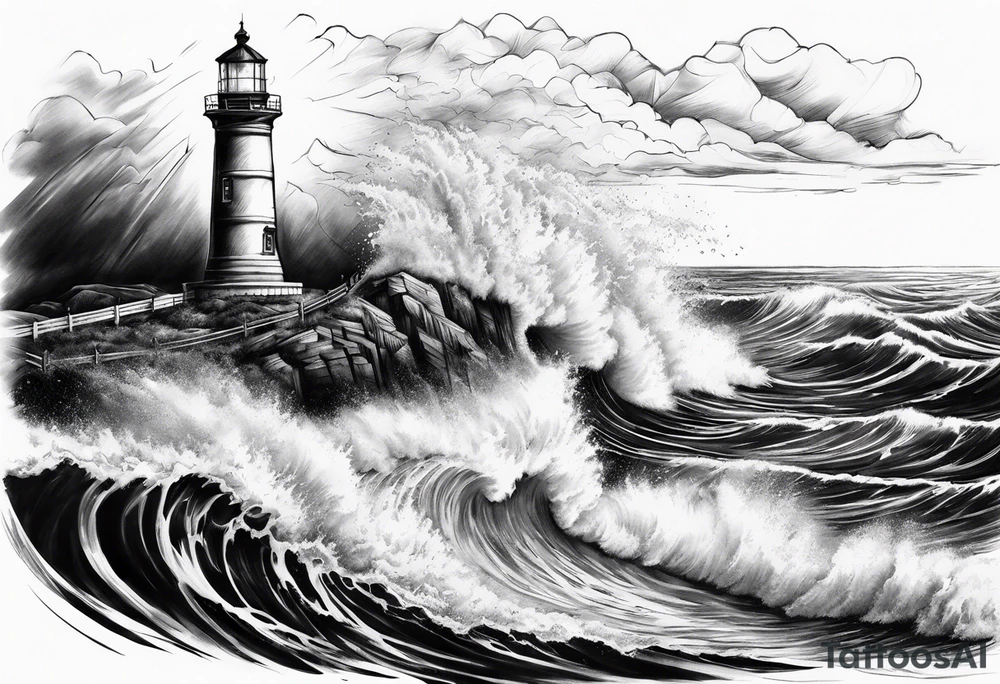 Lighthouse in a storm tattoo idea