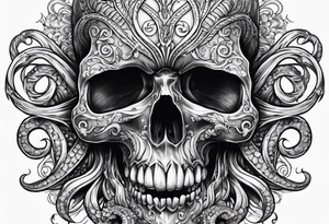 Puerto Rican skull with tentacles tattoo idea