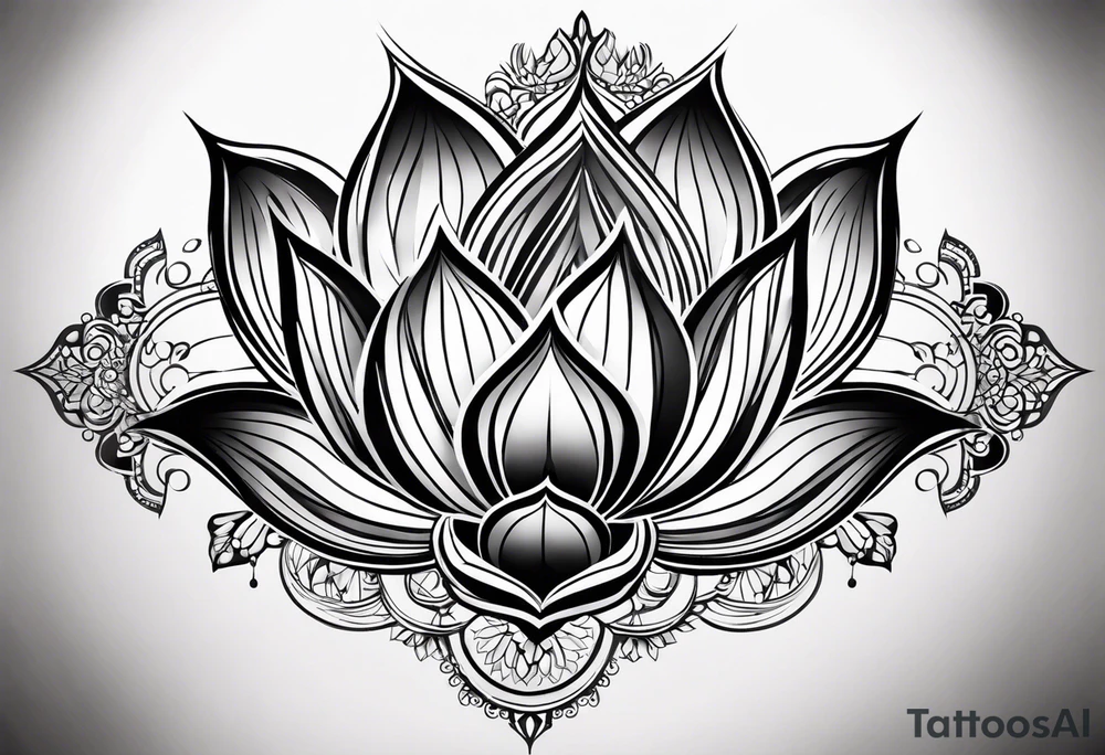 İçerisinde kaplan gül lotus çiçeği ay ve kral tacının bulunduğu dirsekten aşağı bir dövme tasarımı tattoo idea