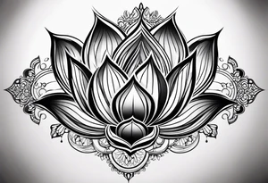 İçerisinde kaplan gül lotus çiçeği ay ve kral tacının bulunduğu dirsekten aşağı bir dövme tasarımı tattoo idea