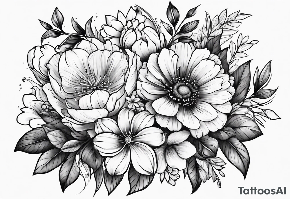 Flower bouquet tattoo idea