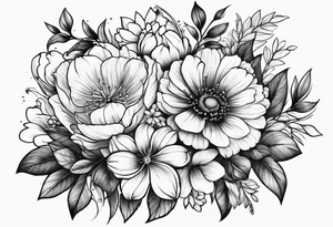 Flower bouquet tattoo idea