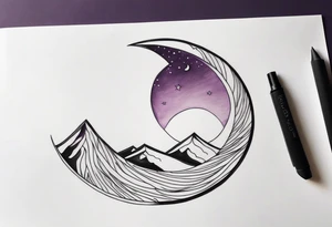 a crescent-shaped moon in amethyst tattoo idea