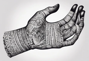 Skeleton hand with words engraved tattoo idea