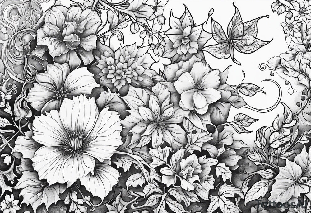Wildflowers, ivy vine tattoo idea