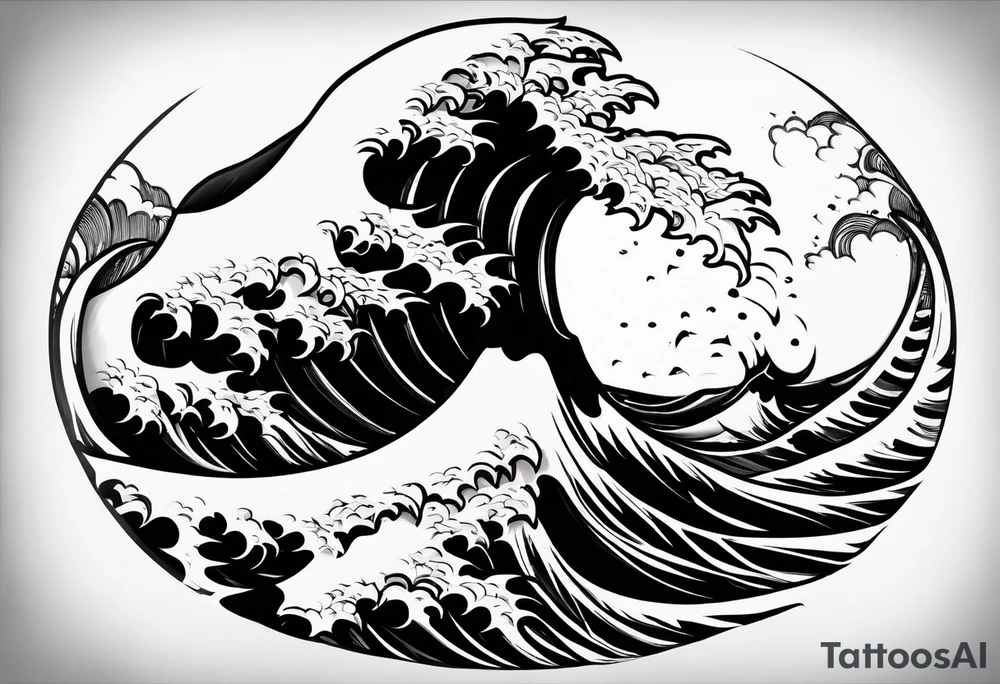 picture 8 by 8 centimeters of sea waves before a storm tattoo idea