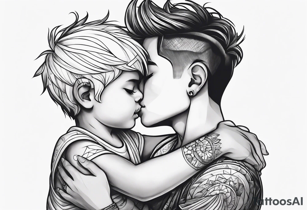 A boy hugging god tattoo idea