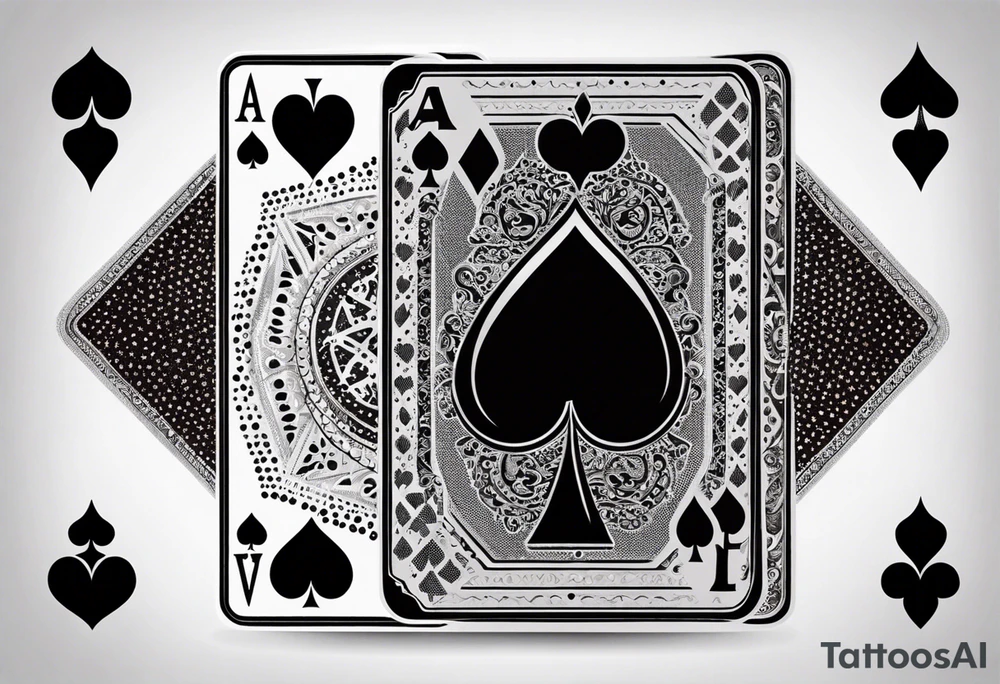 one playing card with both queen of hearts and king of spades in minimalistic style tattoo idea