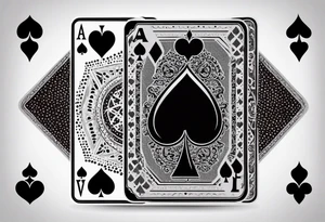one playing card with both queen of hearts and king of spades in minimalistic style tattoo idea