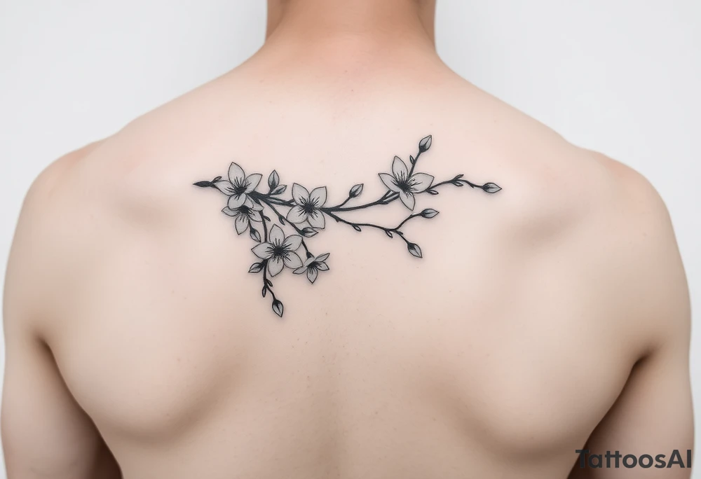 delicate cherry blossoms swirling in spring breeze with petals tattoo idea