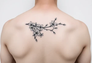 delicate cherry blossoms swirling in spring breeze with petals tattoo idea