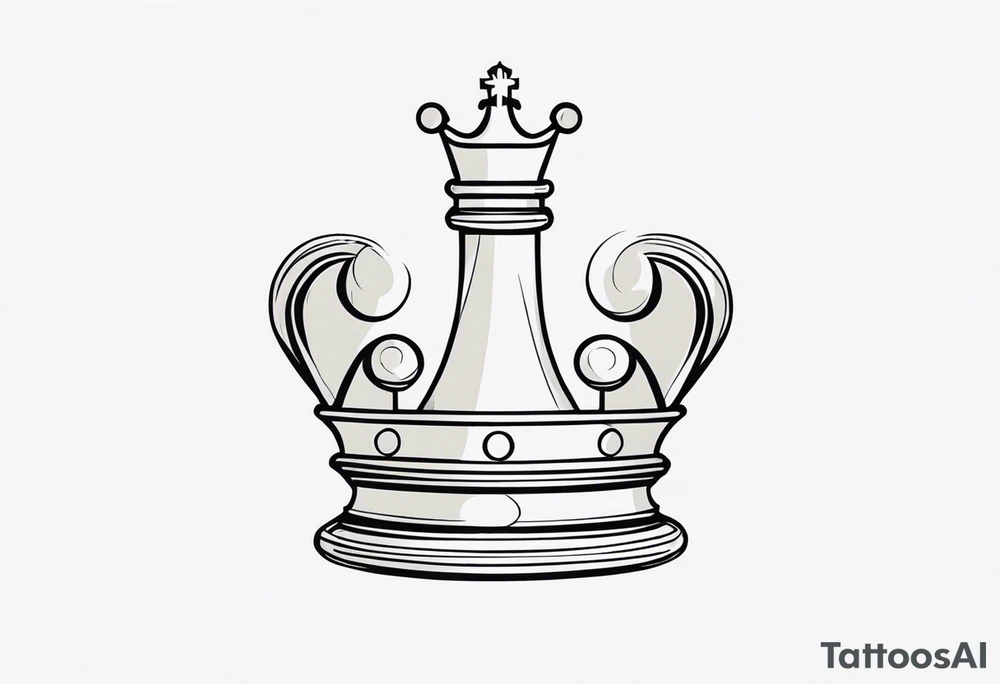 soft chess queen piece contour with letters M and W on the bottom tattoo idea