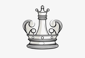 soft chess queen piece contour with letters M and W on the bottom tattoo idea