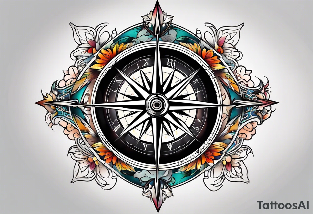 compass side view tattoo idea