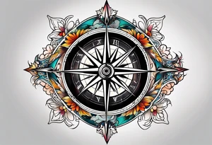 compass side view tattoo idea
