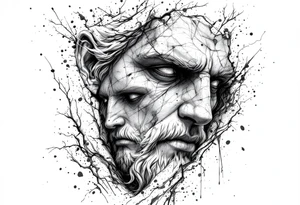 Hades forward facing stone portrait Greek mythology tattoo idea