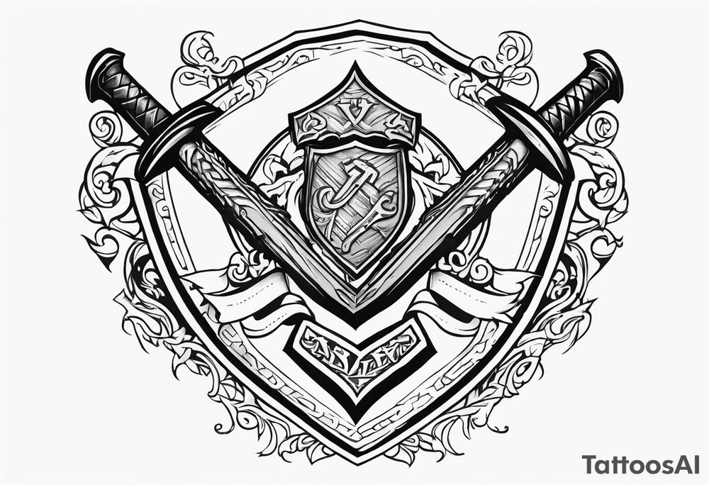 Valhalla shield  sword axe tattoo idea