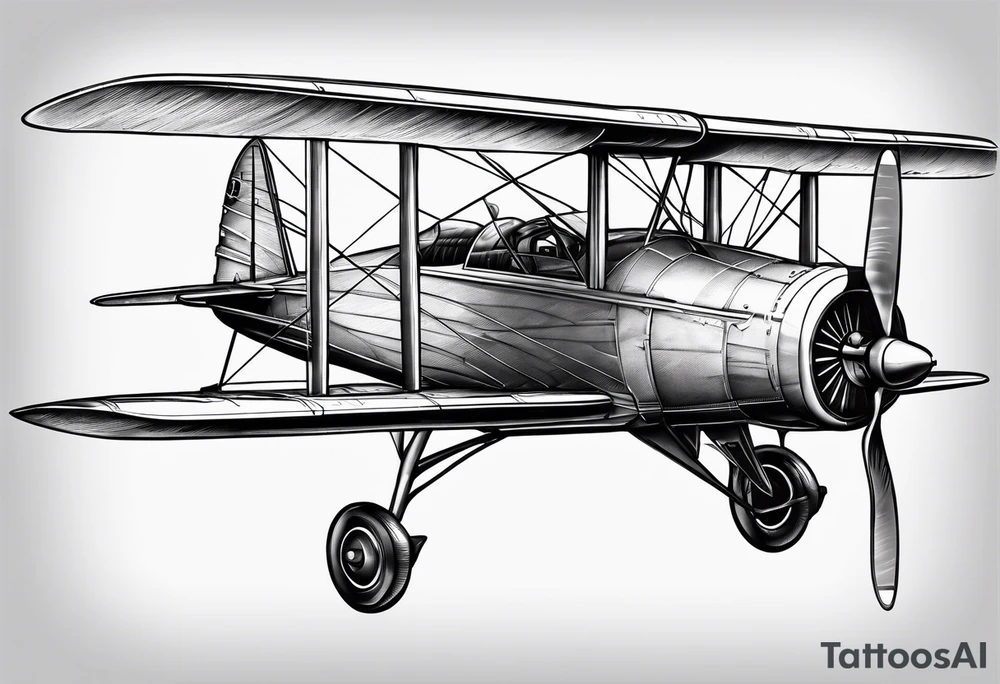sketch of adventure plane in perspective from the bottom tattoo idea