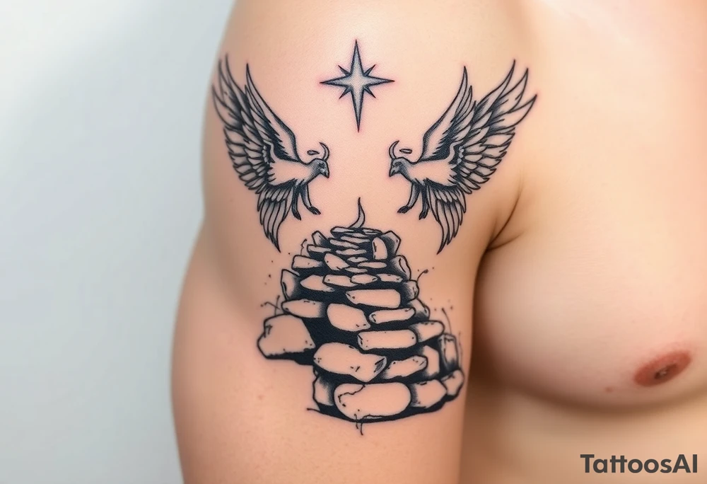 Pathway to heaven with angels tattoo idea