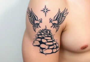 Pathway to heaven with angels tattoo idea